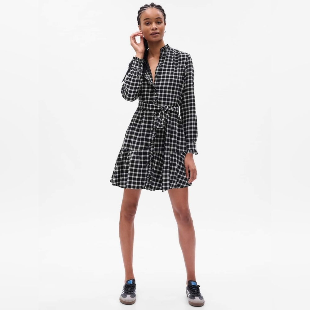 GAP Plaid Tiered Mini Dress